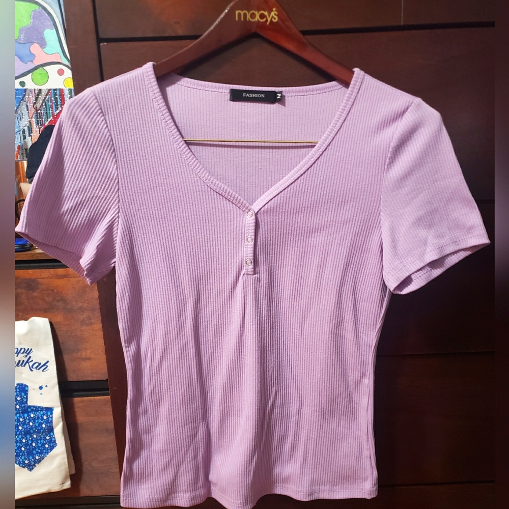 Purple Button Down T-Shirt